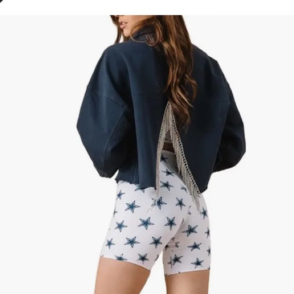 Cowboys Rhinestone
Jacket,Dallas Cowboys
Women's Navy Full-Snap
Shacket (short) - Picture 3 of 9